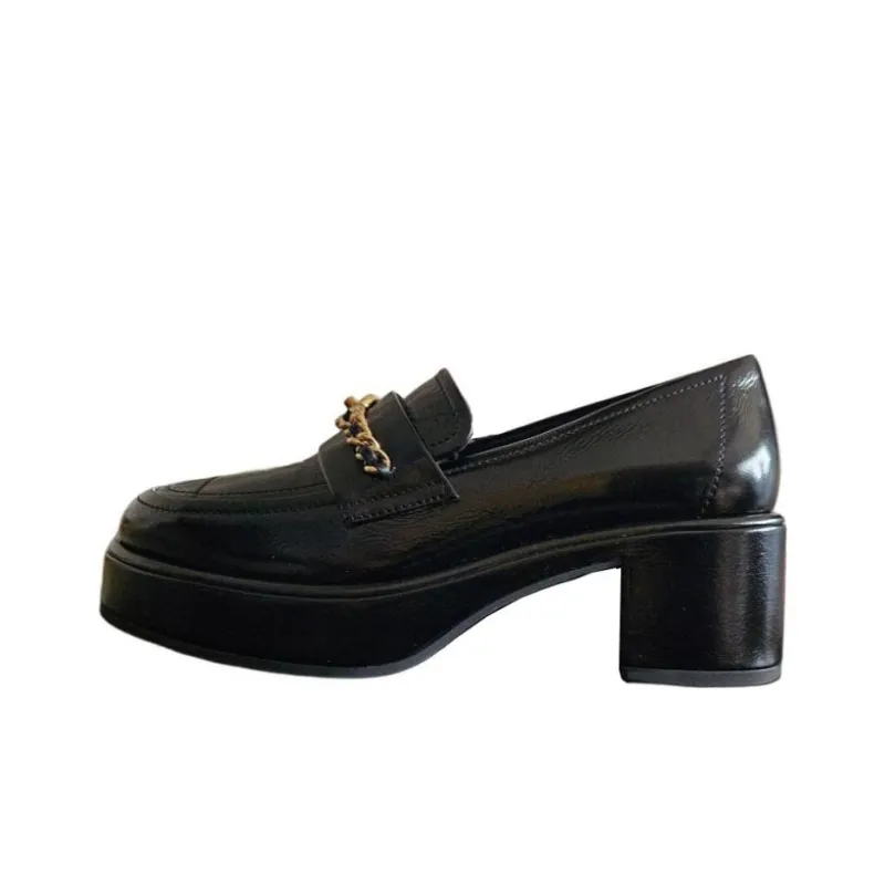 CHANEL Chunky Heel High Heels 5.5cm Women's Black-0