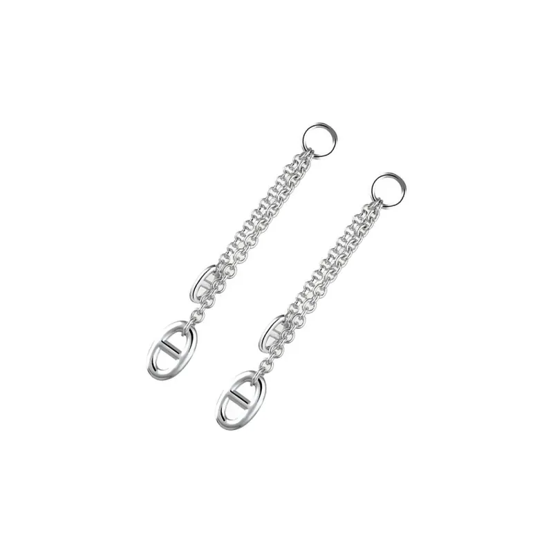 HERMES 925 Sterling Silver Earrings Women's Silver-1