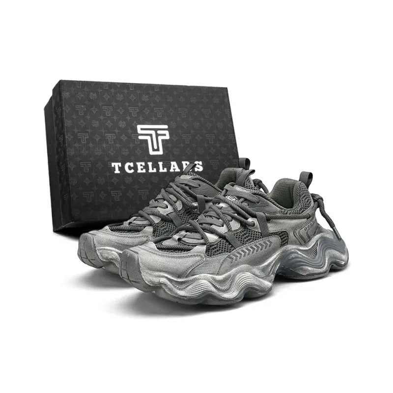 TCELLARS Cushioning Abrasion Resistant Lightweight Height Increasing Mat Low Top Chunky Sneakers Men's-2
