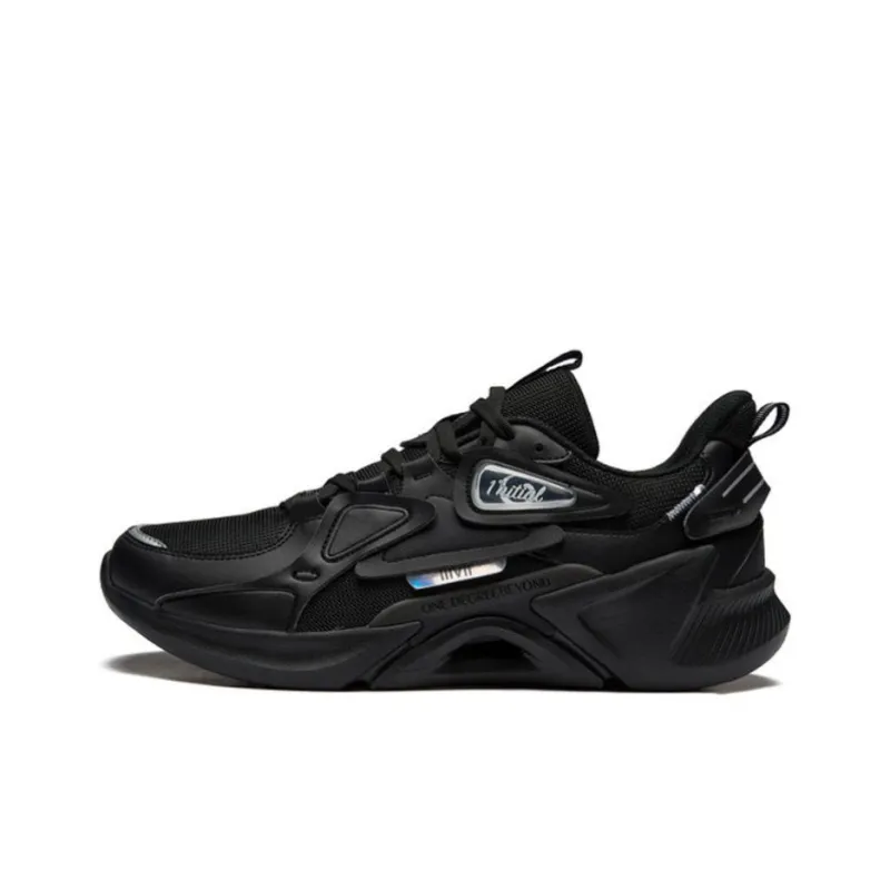 361° Cushioned Wear Resistant Lightweight Low Top Running Shoes Men's Obsidian Black-0