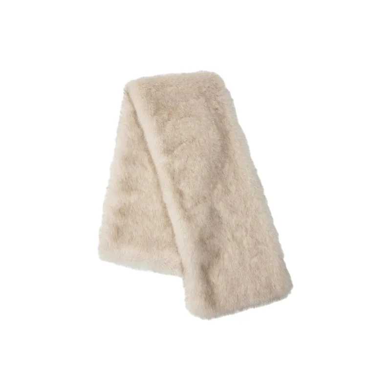ZARA Faux Fur Knit Scarves Women's Ecru-1
