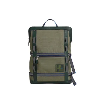 HERMES Canvas Ski Bag Backpack Unisex Khaki & British Green