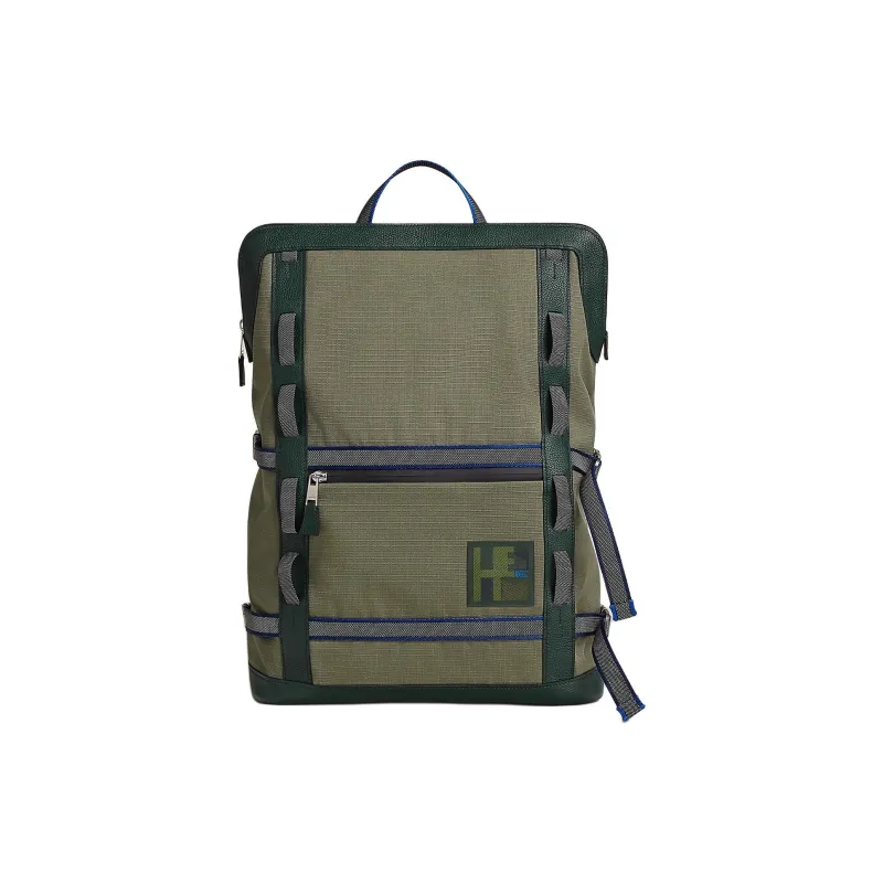 HERMES Canvas Ski Bag Backpack Unisex Khaki & British Green-0