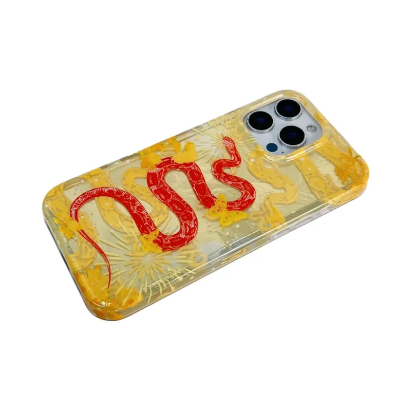 Wei Xin Acrylic Material Snake Year Charm Stand Phone Cases Compatible With IPhone 16/15 Pro Max/Apple 13/14 Pro/Max-15