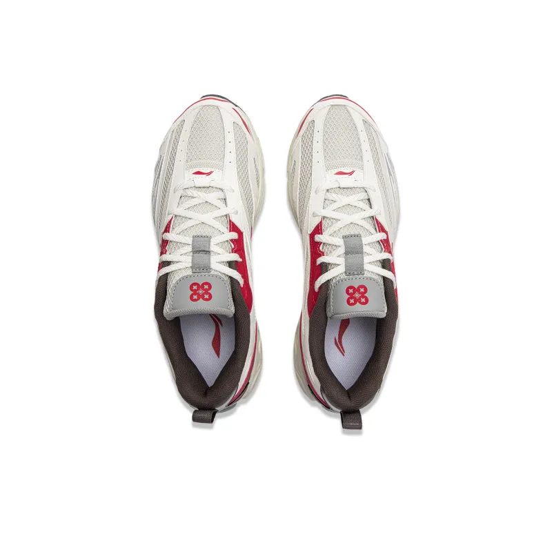 LiNing Shake 2.0 Cushioned Slip Resistant Abrasion Resistant Low Top Casual Running Shoes Men's Silver Red-3
