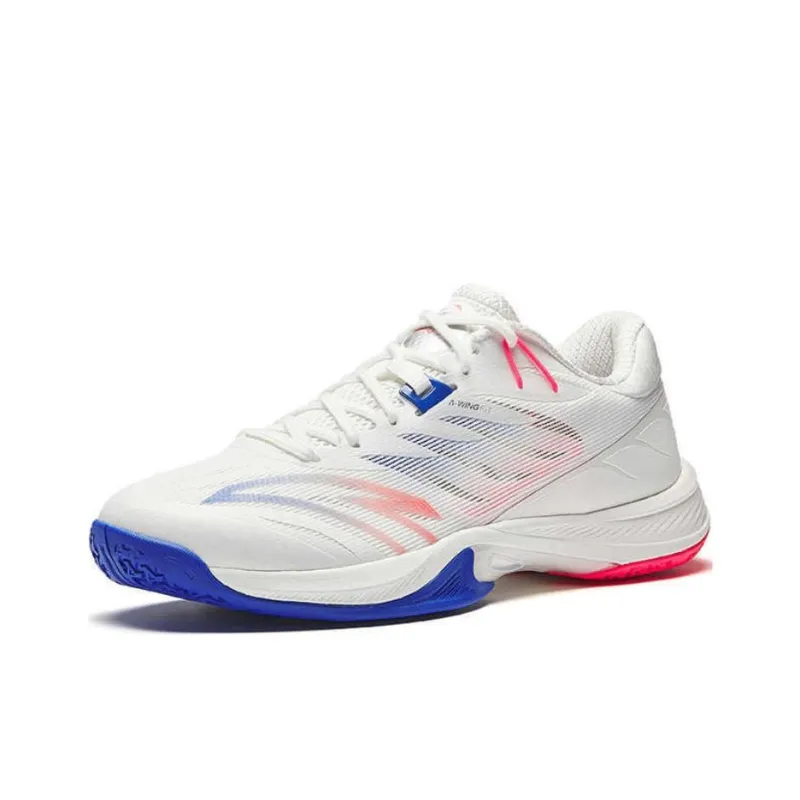 Anta Anti-Slip And Wear-Resistant Coverage Low-Top Badminton Shoes Unisex White Blue Pink-1