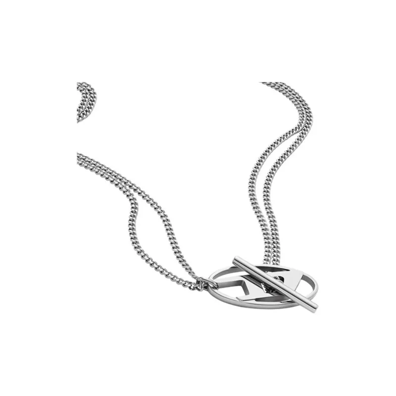 DIESEL Oval D-plaque Necklace-3