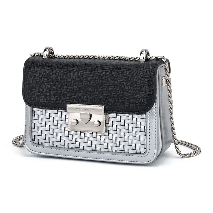 Vigno Synthetic Leather Crossbody Bag Shoulder Bag Regular Women's Black/Silver-6