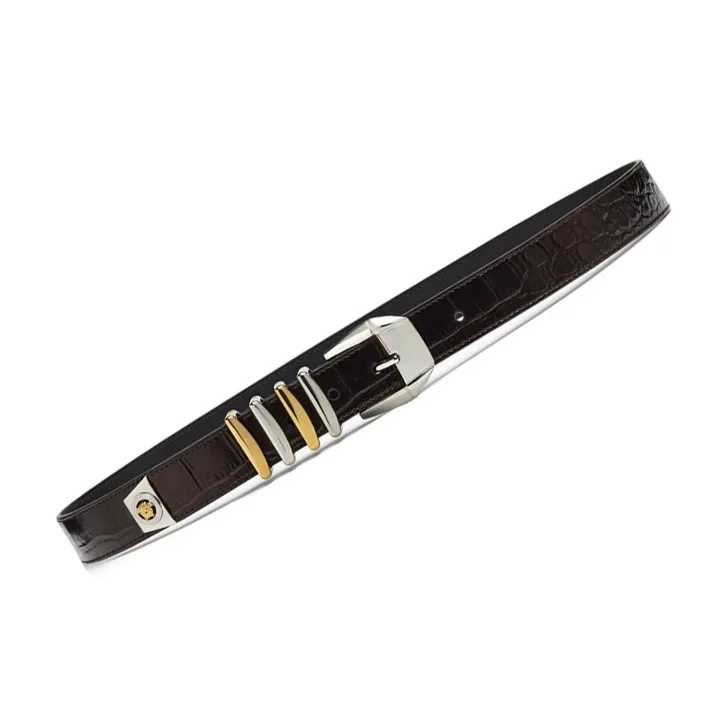 VERSACE Medusa Heritage Crocodile embossed Belt-2