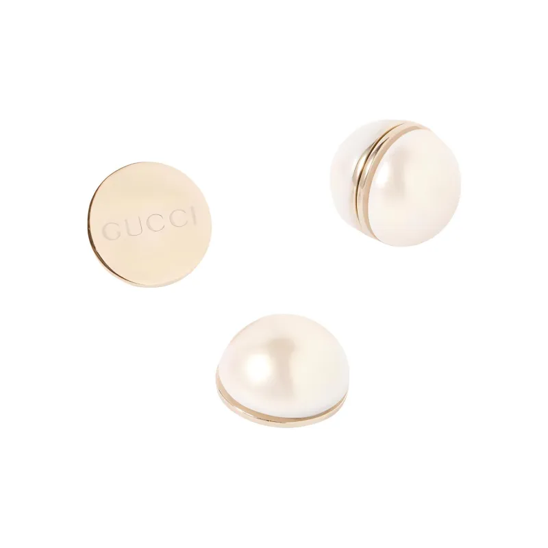 GUCCI Artificial Pearl Clip-On Earrings Women's White-1