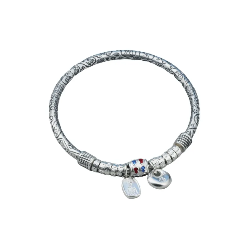QINGFU Foot Silver 990 Bangles Women's-0