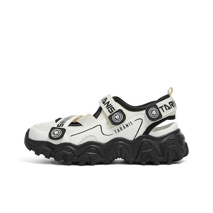TARANIS Slip Resistant Cushioning Wear Resistant Low Top Kids' Running Shoes Star White/Knight Black Teenagers-0