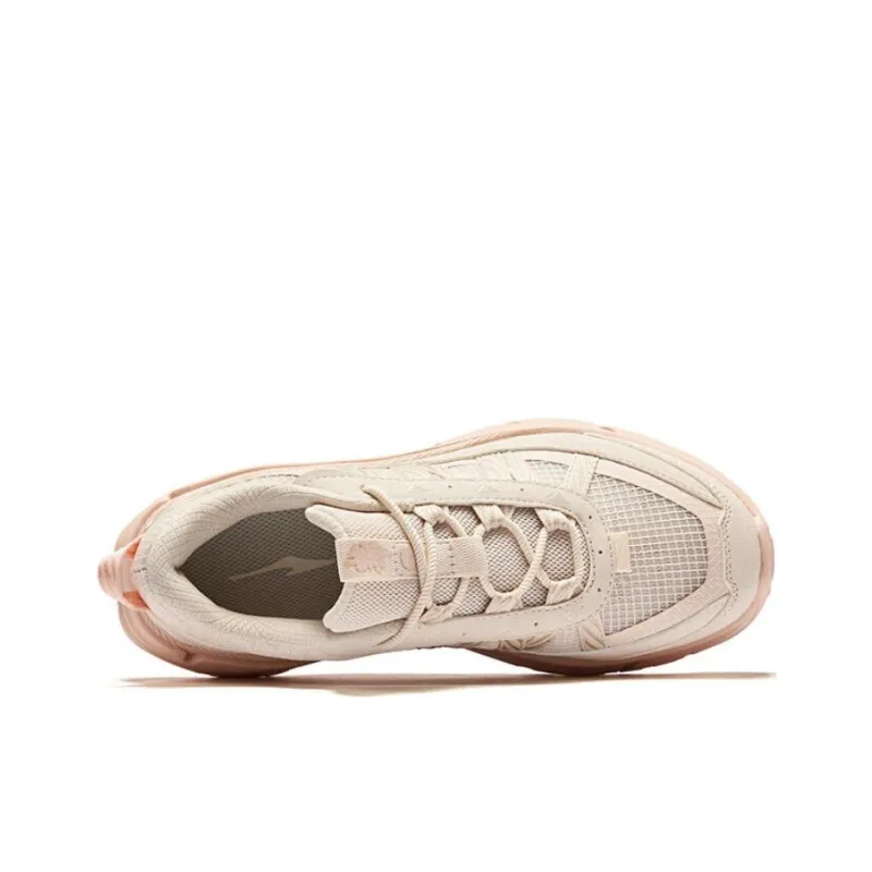 Erke Anti Slip And Wear Resistant Coverage Low Top Chunky Sneakers Women's Beige Pink-3