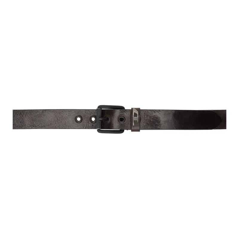 DIESEL Leather Metal Leather Belts Men's Brown Width 3CM-0