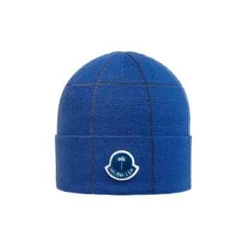 Moncler Virgin Wool Viscose Polyamide Elastane Beanies Men's Blue