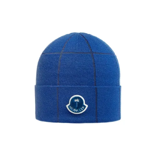 Moncler Virgin Wool Viscose Polyamide Elastane Beanies Men's Blue
