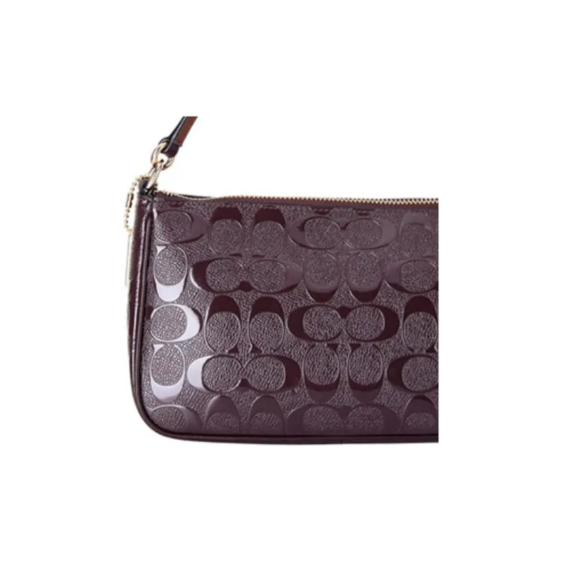 COACH Patent Leather Shoulder Bag Pochette Crossbody One Shoulder Handbag Trumpets Women's Dark Burgundy-5