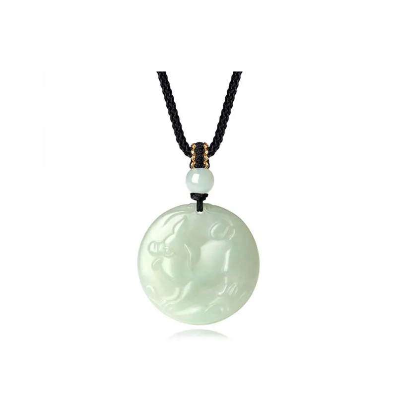 QIANCHANG Hetian Jade Necklaces Pale Greenish White Jade Women's-14