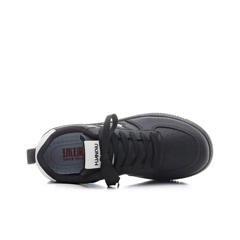 HUANQIU Non slip Lightweight Low Top Skateboard Shoes Women's Black White-3