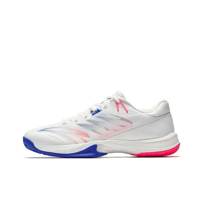 Anta Anti-Slip And Wear-Resistant Coverage Low-Top Badminton Shoes Unisex White Blue Pink-0