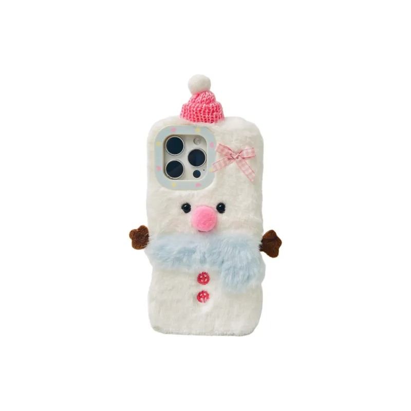 Wei Xin Plush Material Plush Snowman Eggplant Phone Cases Compatible With IPhone 16/15 Pro Max/Apple 13/14 Pro/Max-0