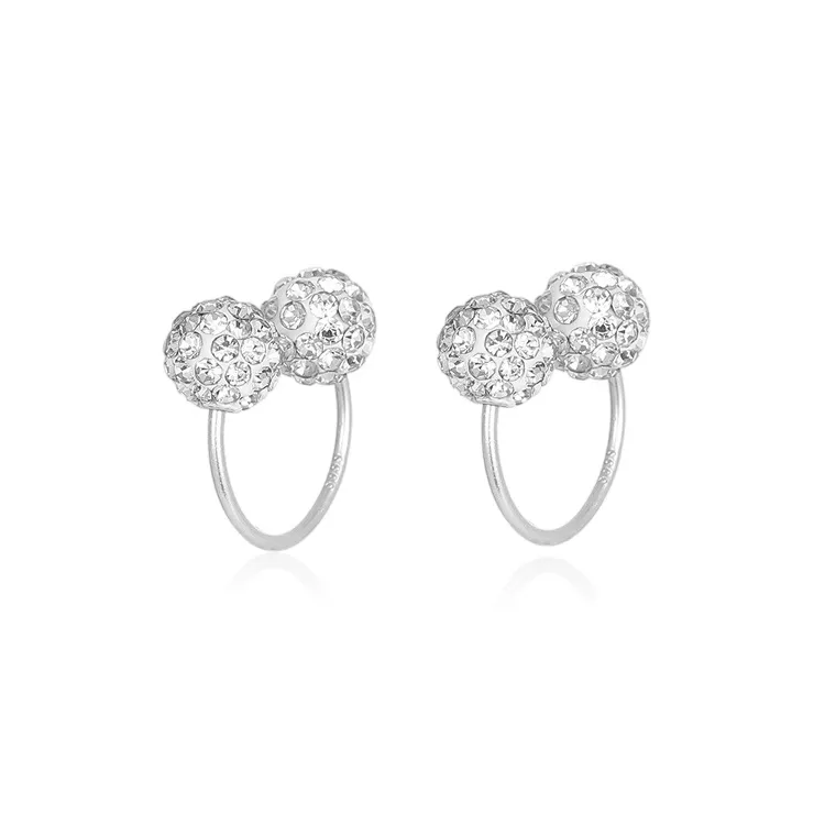 Shiban S999 Silver/zircon Clip On Earrings Unisex-2