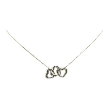 TIFFANY & CO. 20th Century Sterling Silver Triple Open Heart Pendant Necklace