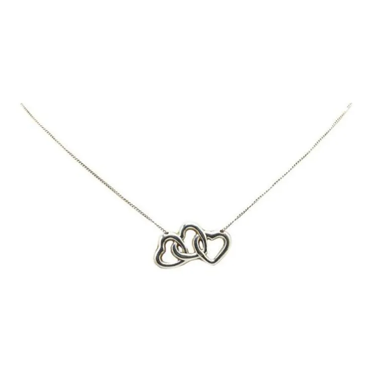 TIFFANY & CO. 20th Century Sterling Silver Triple Open Heart Pendant Necklace-0