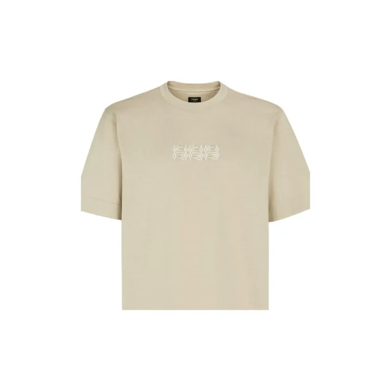 FENDI Logo Embelliished Crewneck T Shirt-3
