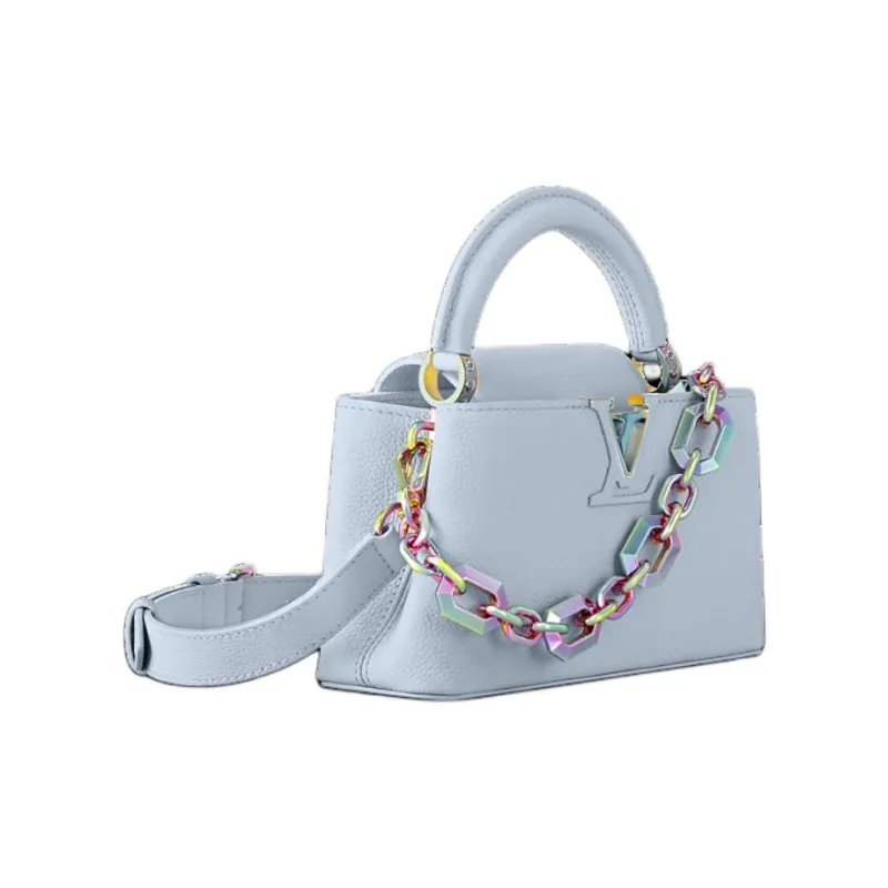 LOUIS VUITTON Capucines Leather Kapusin Crossbody Tote Bag Over One Shoulder Mini Women's Blue-1