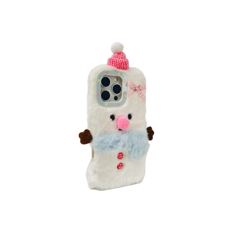 Wei Xin Plush Material Plush Snowman Eggplant Phone Cases Compatible With IPhone 16/15 Pro Max/Apple 13/14 Pro/Max-1