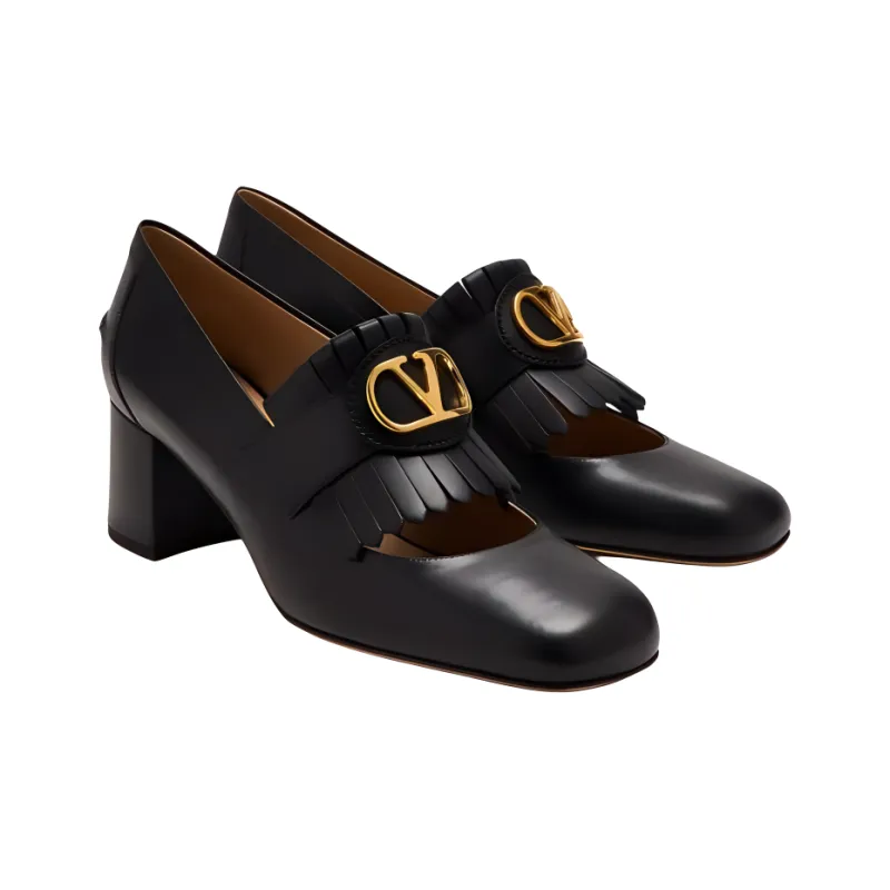 Valentino VLogo Plaque Square Toe Pumps-3