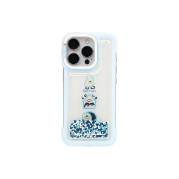 CARECASE TPU Material Blue Line Drawing Rimless Bubbles Bead Phone Case Compatible With Apple IPhone 16 15 14 Pro Max