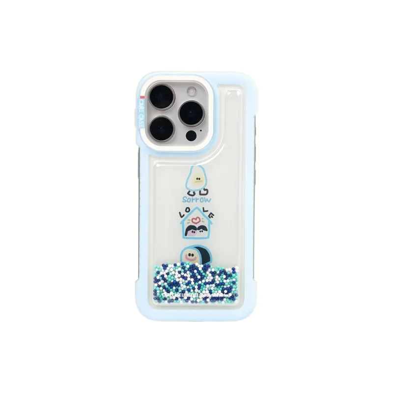 CARECASE TPU Material Blue Line Drawing Rimless Bubbles Bead Phone Case Compatible With Apple IPhone 16 15 14 Pro Max-0