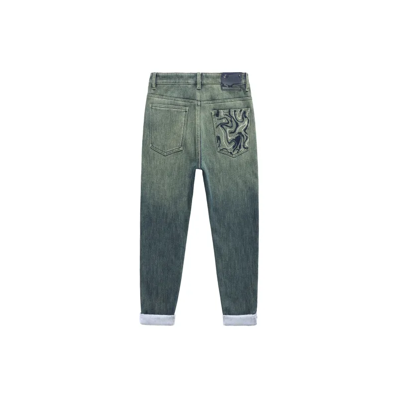 SANTASTIC Jeans Men Blue Thickened And Fleece Lined-1