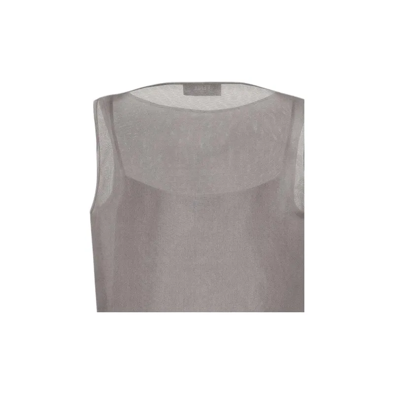 FENDI Statue Patterned Print Boat Neck Sleeveless T Shirt Women's Gray-4