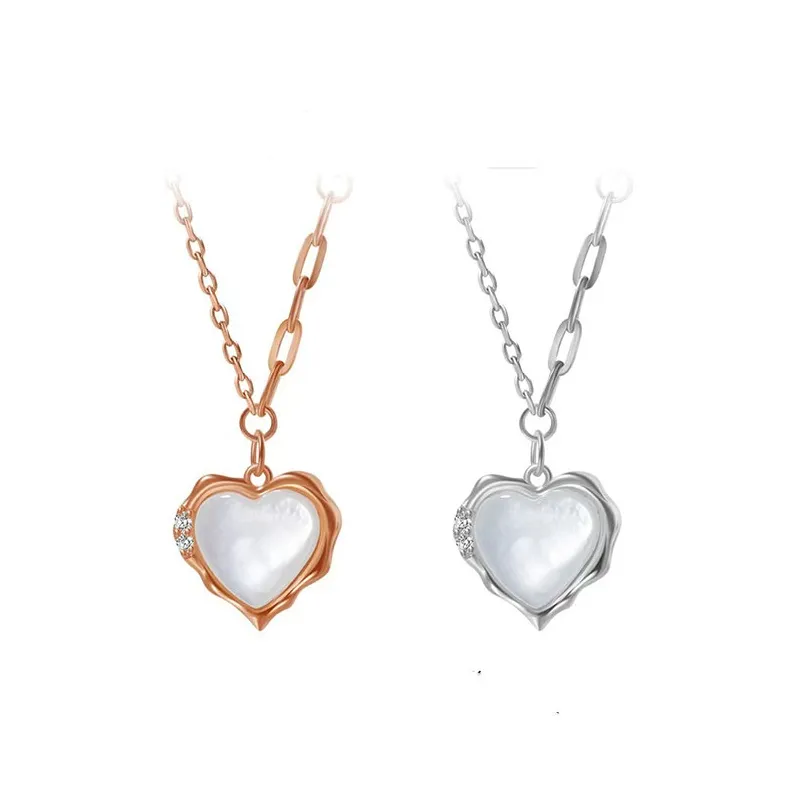 KOOGIS S925 Sterling Silver Mother Of Pearl Zircon Necklaces Women's-0