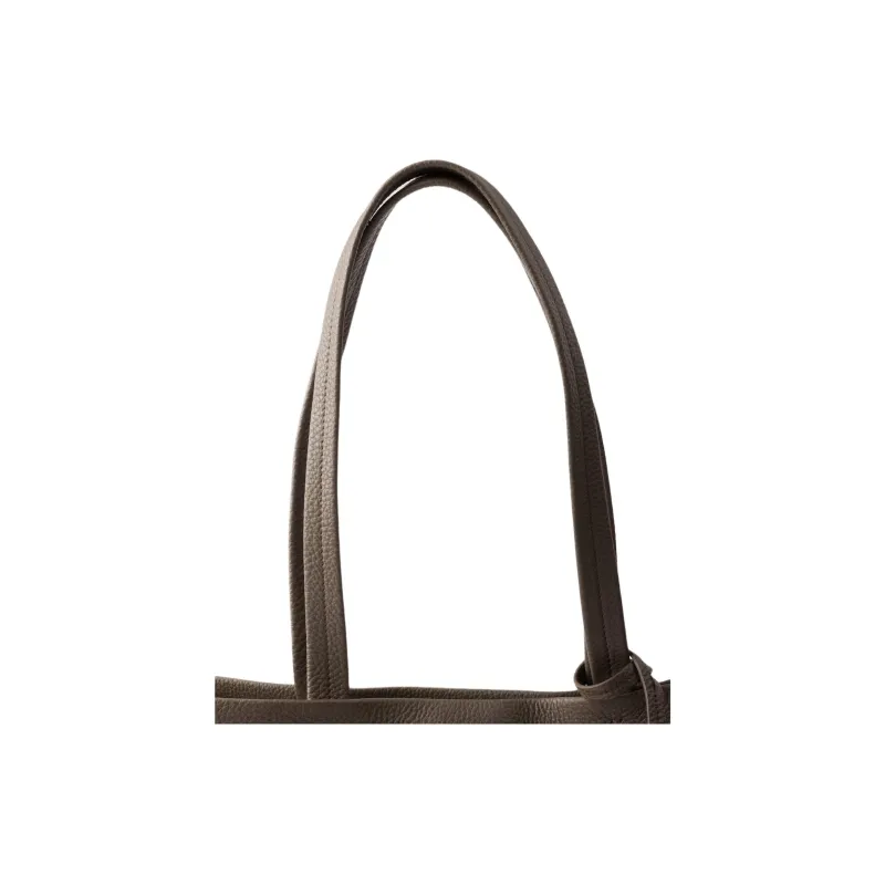 PRADA Calfskin Tote Bag Shopping Bag Shoulder Bags Women's Gray Brown-4