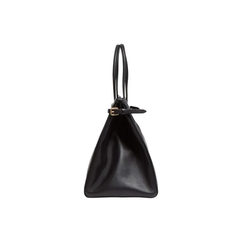 Valentino Cow Leather Tote Bag, Shopping Bag, Shoulder Bag, Crossbody Bag, Handbag Medium Size Women's Black-2
