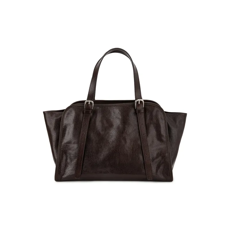 VENOF Top Grain Cow Leather Shoulder Bag Women's Vegetable Tanned Brown/Vegetable Tanned Black-1
