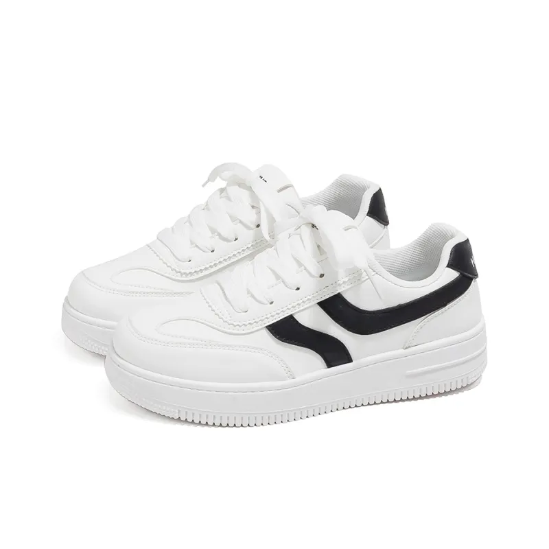 HUANQIU Non slip Lightweight Low Top Skateboard Shoes Women's White Black-1