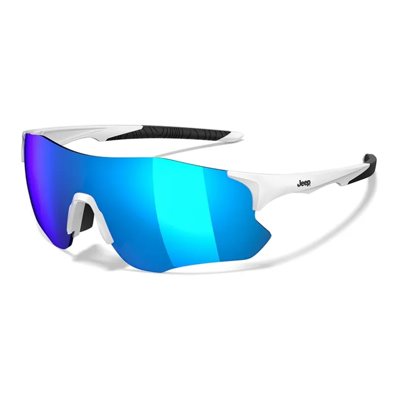 Jeep TR/Memory Plastic Irregular Shape Sunglasses Unisex White-3