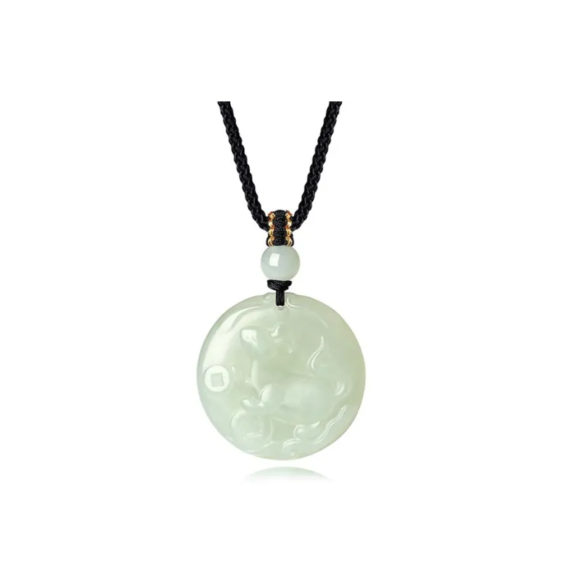 QIANCHANG Hetian Jade Necklaces Pale Greenish White Jade Women's-4