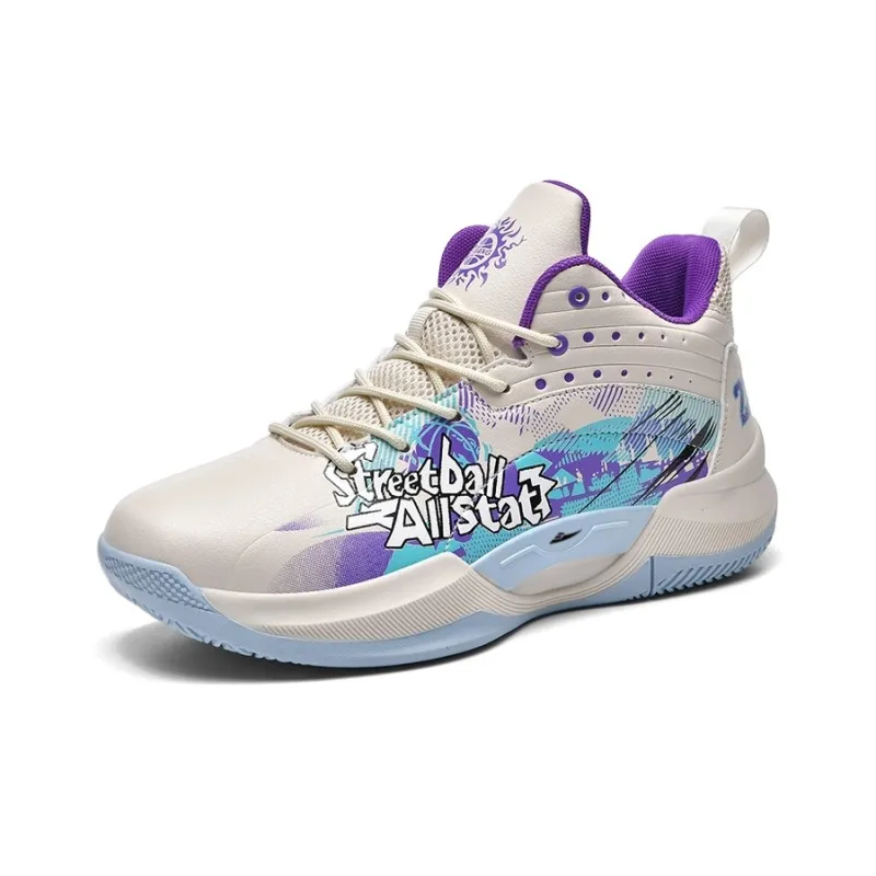Kuding Slip Resistant Cushioning Abrasion Resistant High Top Children's Basketball Shoes Teenagers-5