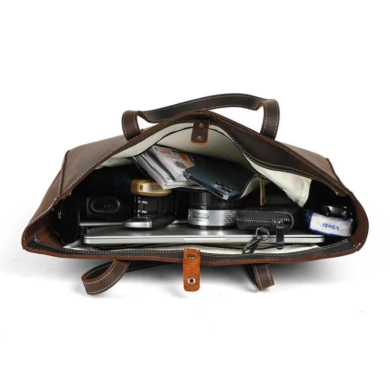 DOSRFINI Crazy Horse Skin Shoulder Bag Men's Brown-3