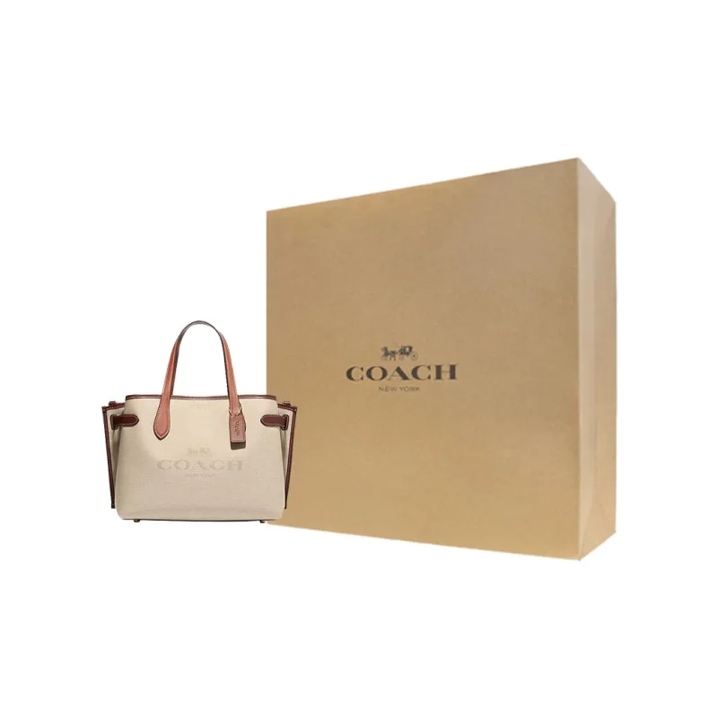 COACH Fabric With Cow Leather Shoulder Bag, Crossbody Bag, Handbag Regular Women's Beige-6