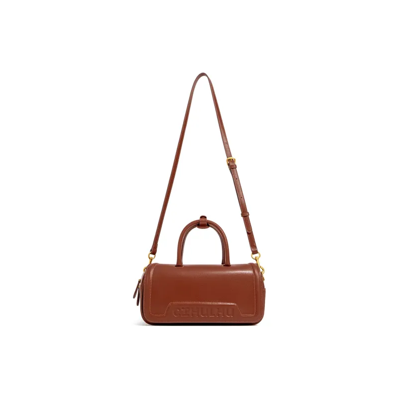 Cthulhu Cow Leather Handbag Medium Size Women's Brown-4
