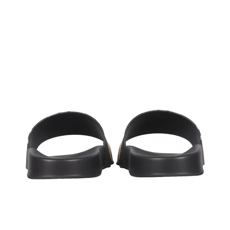VERSACE La Greca Chain Slides Black-3