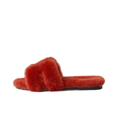 HERMES Oran Slide Slippers Women's Red