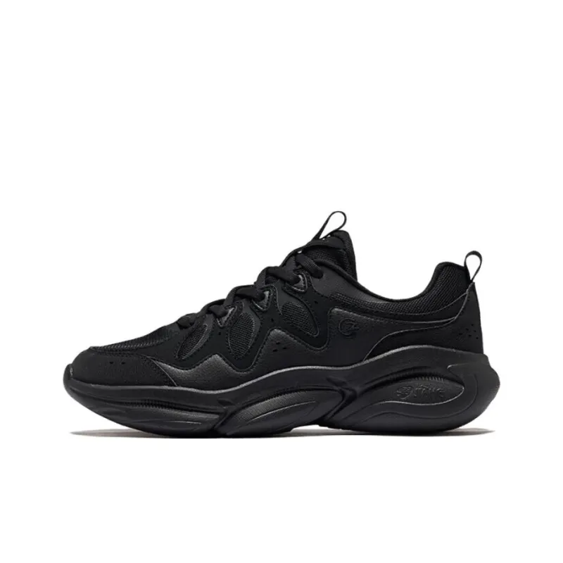 Erke Anti Slip And Wear Resistant Coverage Low Top Chunky Sneakers Men's Black-0